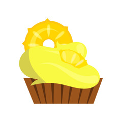 Pineapple cupcake. Slice, yellow cream, muffin
