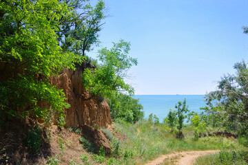 Fototapeta na wymiar Hills on the Black Sea coast in Odessa region.