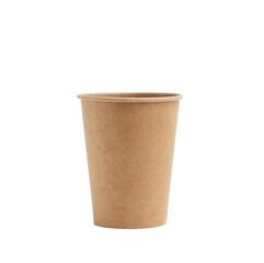 paper brown cup for hot takeaway drinks isolated on a white background