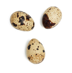 round raw quail eggs isolated on white background
