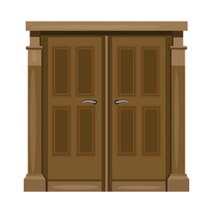 Brown double front door with handles