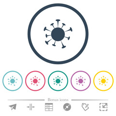 Corona virus flat color icons in round outlines