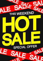 Hot Sale, poster design template, special offer, vector illustration