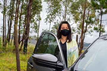 woman with protective mask outdoors