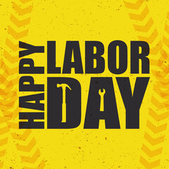 Naklejka premium happy labor day celebration with hammer and wrench tools