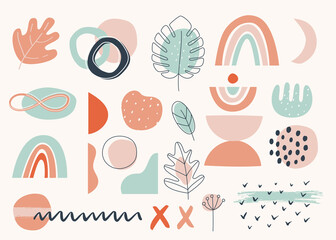 Floral and Abstract Earthy Terracotta Shapes and Elements. Modern Vector Design