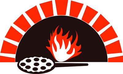 Pizza oven, color vector logo for pizzeria
