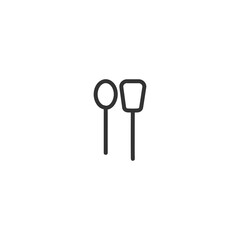 wood spoon isolated line icon for web and mobile