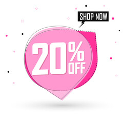 Sale 20% off, bubble banner design template, discount tag, vector illustration