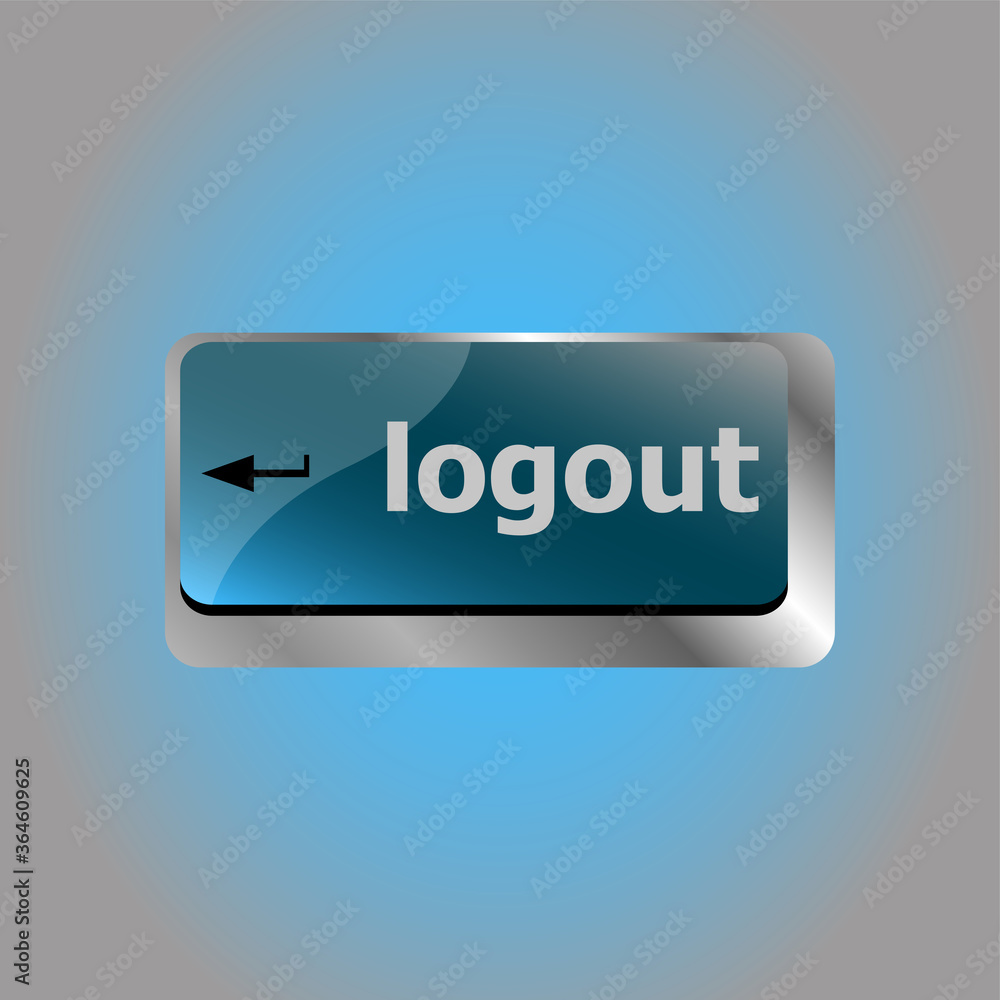Poster logout word on computer keyboard keys button