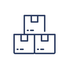 Three boxes thin line icon. Package, merchandising, freight isolated outline sign. Warehouse and storage concept. Vector illustration symbol element for web design and apps