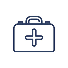Medicine box thin line icon. Drug, injury, aid isolated outline sign. Work safety and protection concept. Vector illustration symbol element for web design and apps