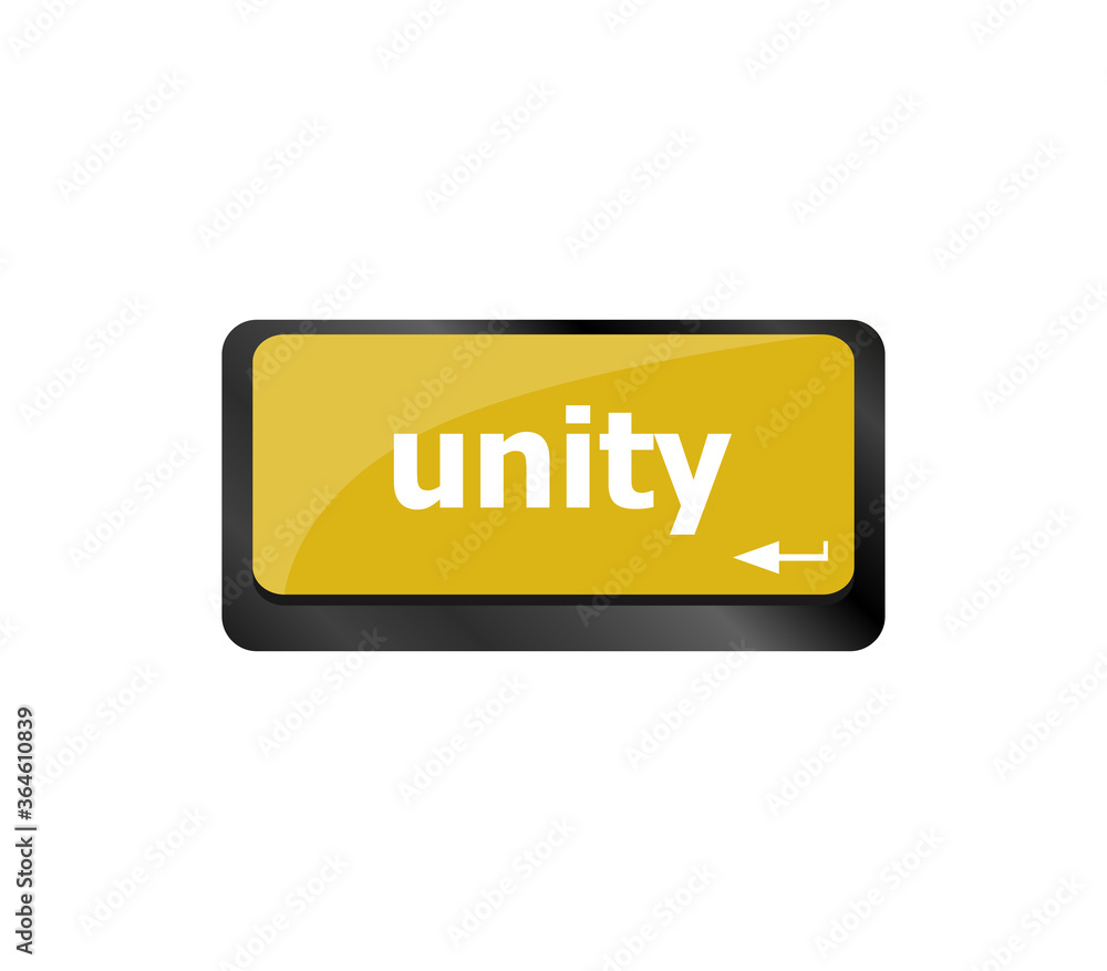Poster unity word on computer keyboard pc key