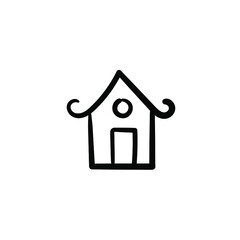 Hand drawn asian house. Simple vector icon