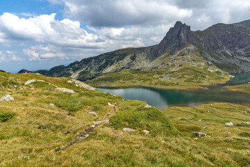Fototapeta na wymiar The Twin lake at The Seven Rila Lakes, Rila Mountain, Bulgaria