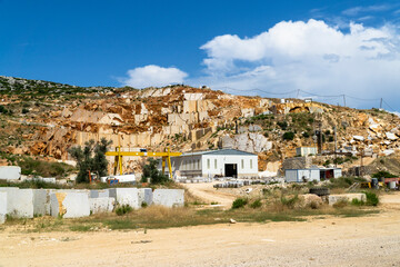 Fototapeta na wymiar Marble quarry, with machinery at work,