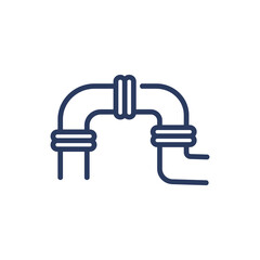 Pipe connection thin line icon. Water, supply, liquid isolated outline sign. Plumbing and equipment concept. Vector illustration symbol element for web design and apps