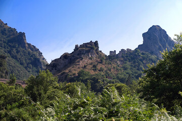 Fototapeta na wymiar Hill Castle Approaching Palinuro