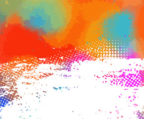 Multi color blots background. Grunge texture stroke line. Art ink dirty design. Border for artistic shape, paintbrush element. Brushstroke graphic. Vector illustration