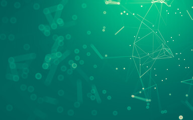 Abstract background. Molecules technology with polygonal shapes, connecting dots and lines. Connection structure. Big data visualization.