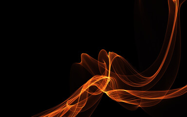Dark abstract background with a glowing abstract waves