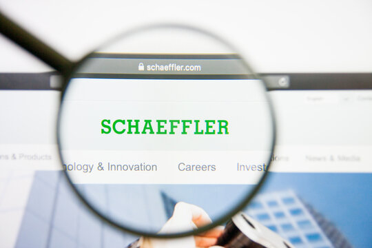 Los Angeles, California, USA - 14 February 2019: Schaeffler website homepage. Schaeffler logo visible on monitor screen.