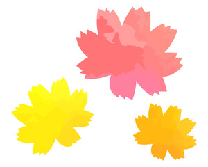 カラフルなコスモスの花のベクターイラスト　