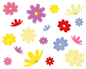 舞い落ちるコスモスの花のベクターイラスト Wall Mural Nisi