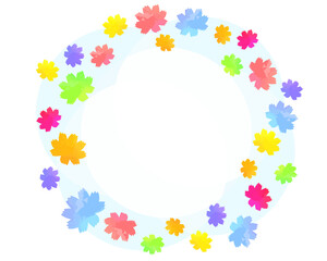 Obraz premium カラフルなコスモスの花のフレーム 秋桜 