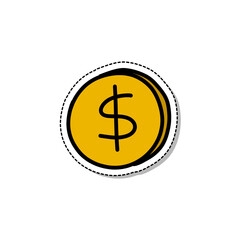 Obraz premium coin doodle icon, vector color sticker illustration