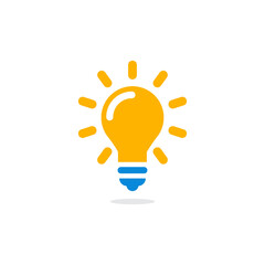 Light bulb with rays shine, vector illustration