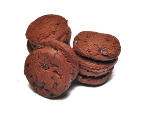 Choco chip cookies isolated on white background. Choco chip chocolate biscuit