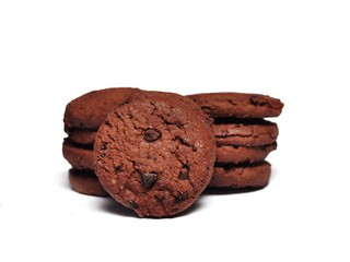 Choco chip cookies isolated on white background. Choco chip chocolate biscuit