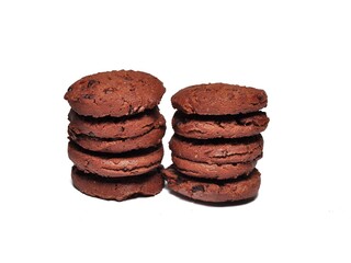 Choco chip cookies isolated on white background. Choco chip chocolate biscuit