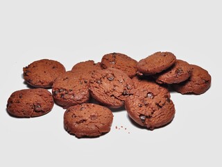 Choco chip cookies isolated on white background. Choco chip chocolate biscuit