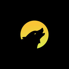 illustration logo the wolf  vector templet