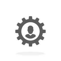 Man With Cog Creative Person and Ideas Concept - Vector Icon Illustration Sign