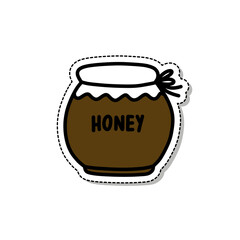 pot of honey doodle icon, vector sticker illustration