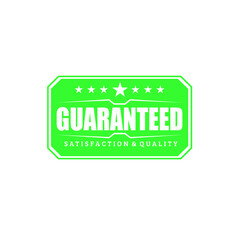 100% satisfaction and quality guaranteed square vector badge with stars isolated on white background, vintage rubber stamp concept