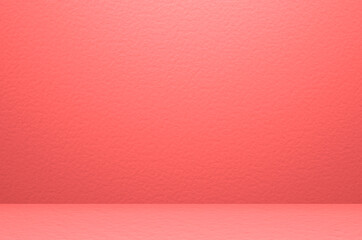 Fototapeta premium Living Coral empty wall room studio background. Color of year 2019 for summer fashion minimal concept...