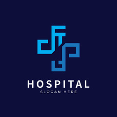 Obraz premium Health logo with initial letter K F, F K, K F logo designs concept. Medical health-care logo designs template.