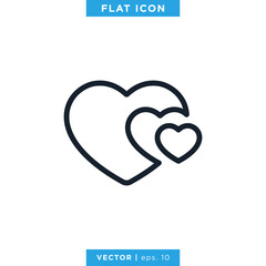 Heart Love Icon Vector Logo Design Template. Trendy Style And Editable Stroke