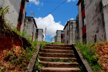 simoes filho, bahia / brazil - october 5, 2012: staircase is seen in a popular residential complex...