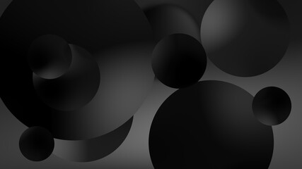 Abstract black balls geometric gradient background.For graphic design. 3d render illustration.