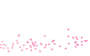 Valentine day pink hearts on white background.
