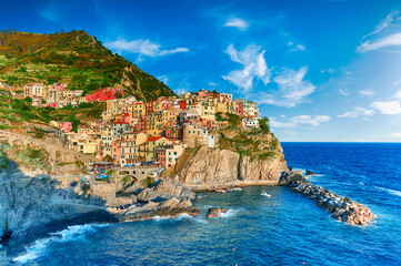 Famous city of Manarola in Italy - Cinque Terre, Liguria