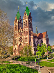 Fototapeta na wymiar Old Church Of Colmar in Alsace. France, Europe
