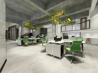3d rendering business meeting and green working room on office building