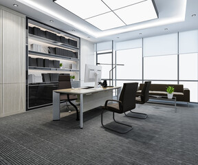 Fototapeta na wymiar 3d rendering luxury business meeting and working room in executive office