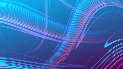 Abstract pink blue gradient geometric background. Neon light curved lines and shape with colorful graphic design.